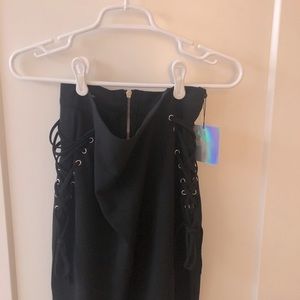 NWT Misguided Midi Black lace-up skirt size 10